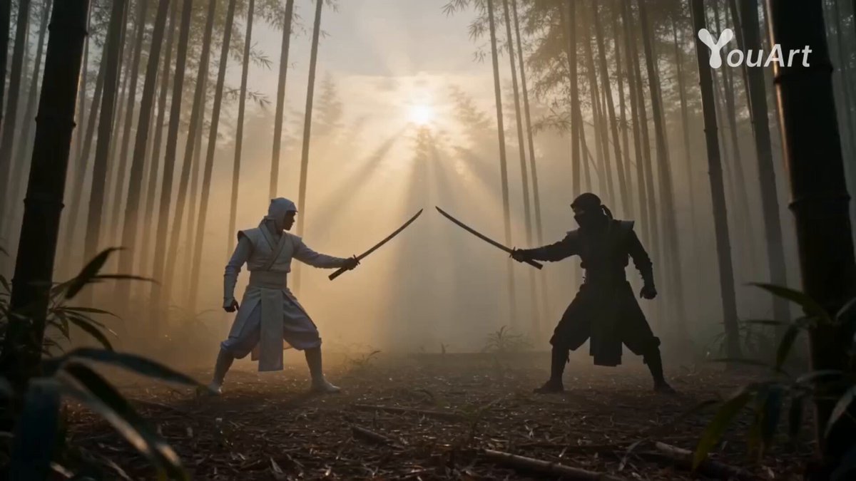 Scène de combat ninja épique et cinématique