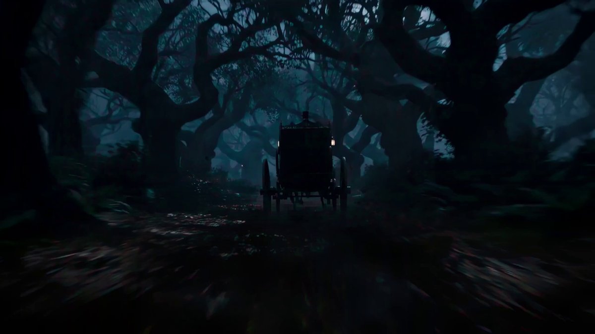 映画のような馬車のシーンのプロンプト