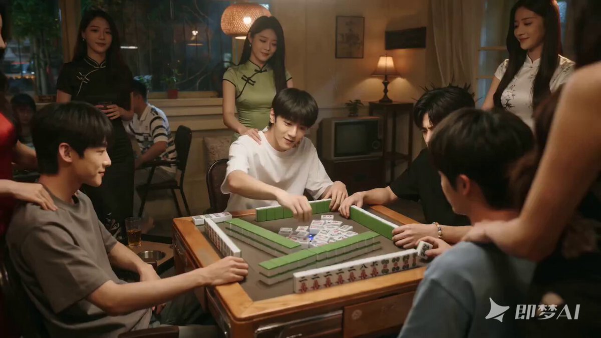 Seedance 2.0 Video Prompt : Scène de Mahjong avec des masseuses