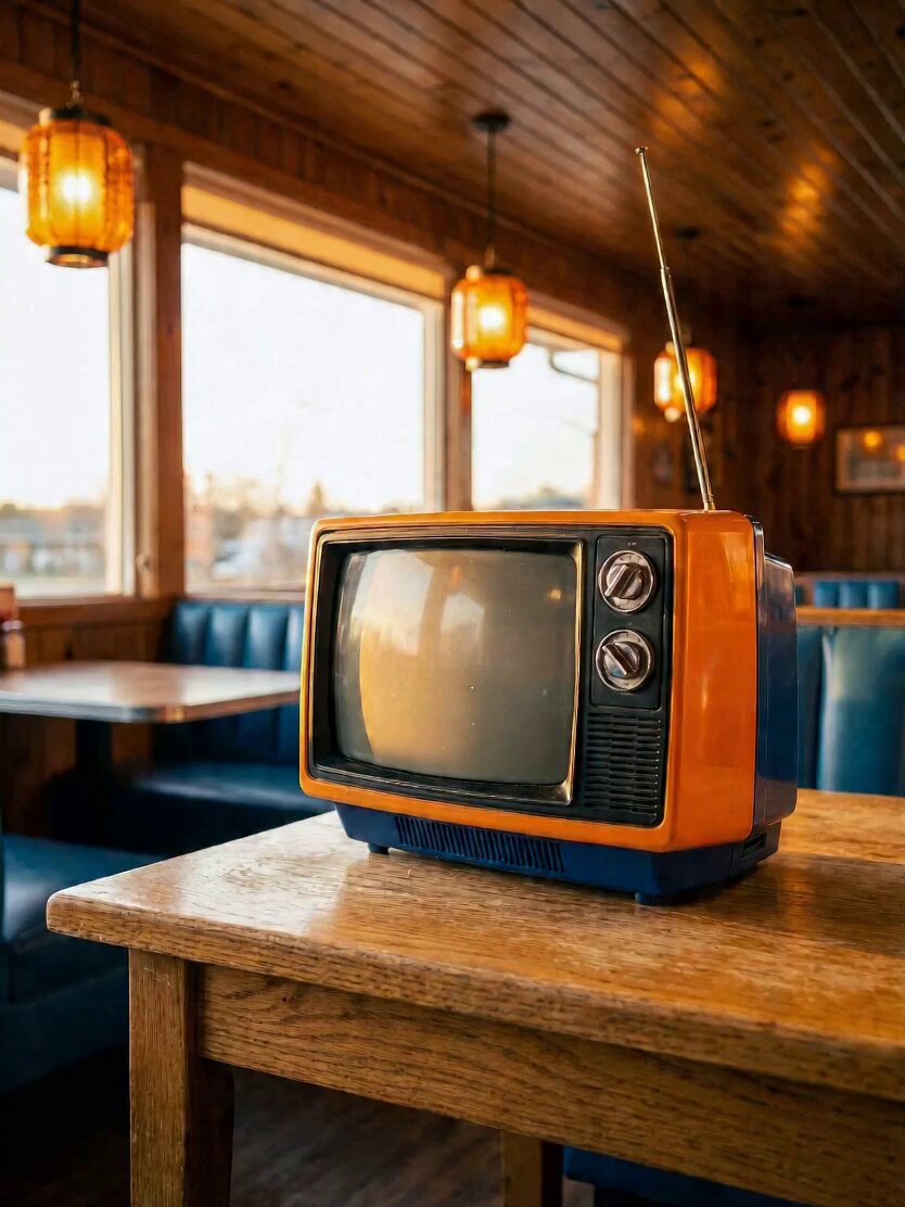 Animation technique d'une télévision vintage en lévitation et explosant.