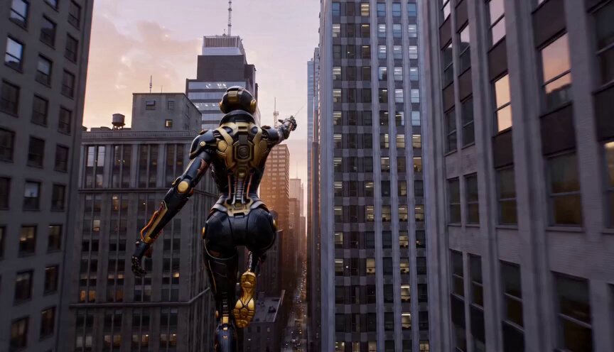 High-Speed Cinematic Action Scene with Web-Slinging