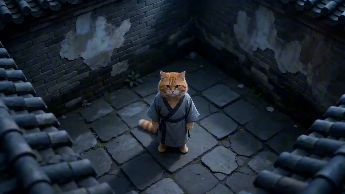 Séquence d'action hyper-stylisée de chat kung-fu