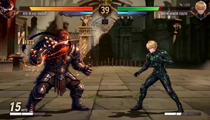 2D 格闘ゲームシーケンス用プロンプト