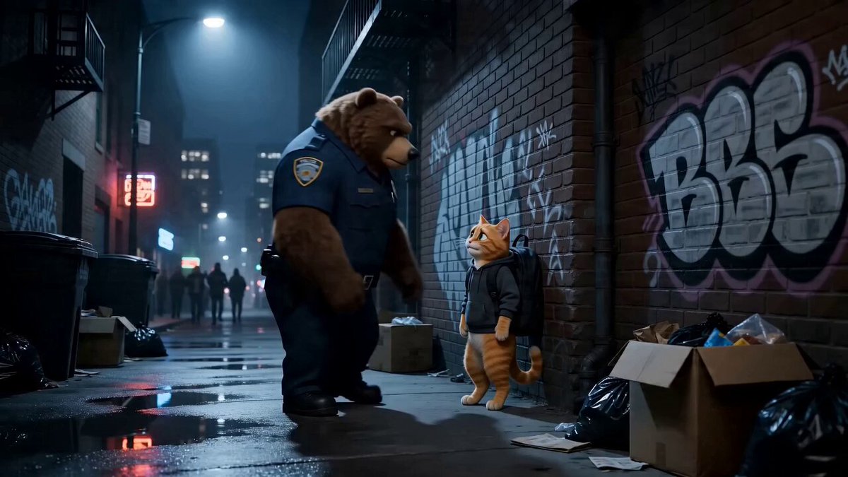 Funny Scene Prompt: Cop and Cat