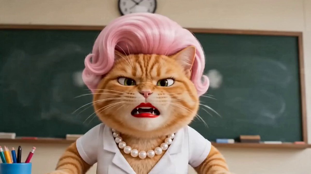 Komischer Kurzfilm über eine Katze als Lehrer mit ADHS