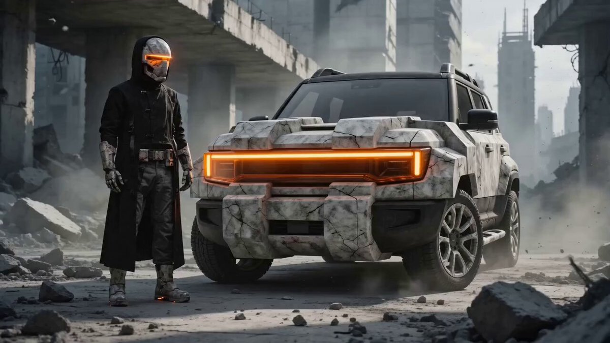 Brutalist Dystopian SUV Escape