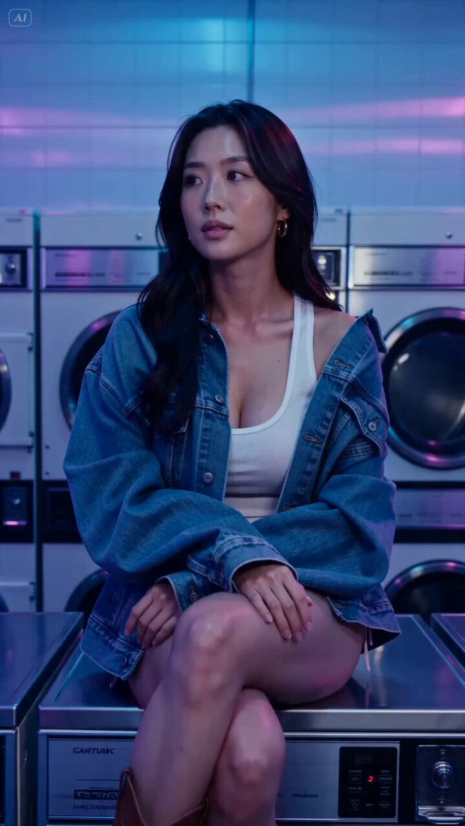พรอมต์ Neon Laundromat Rhythm Cinema
