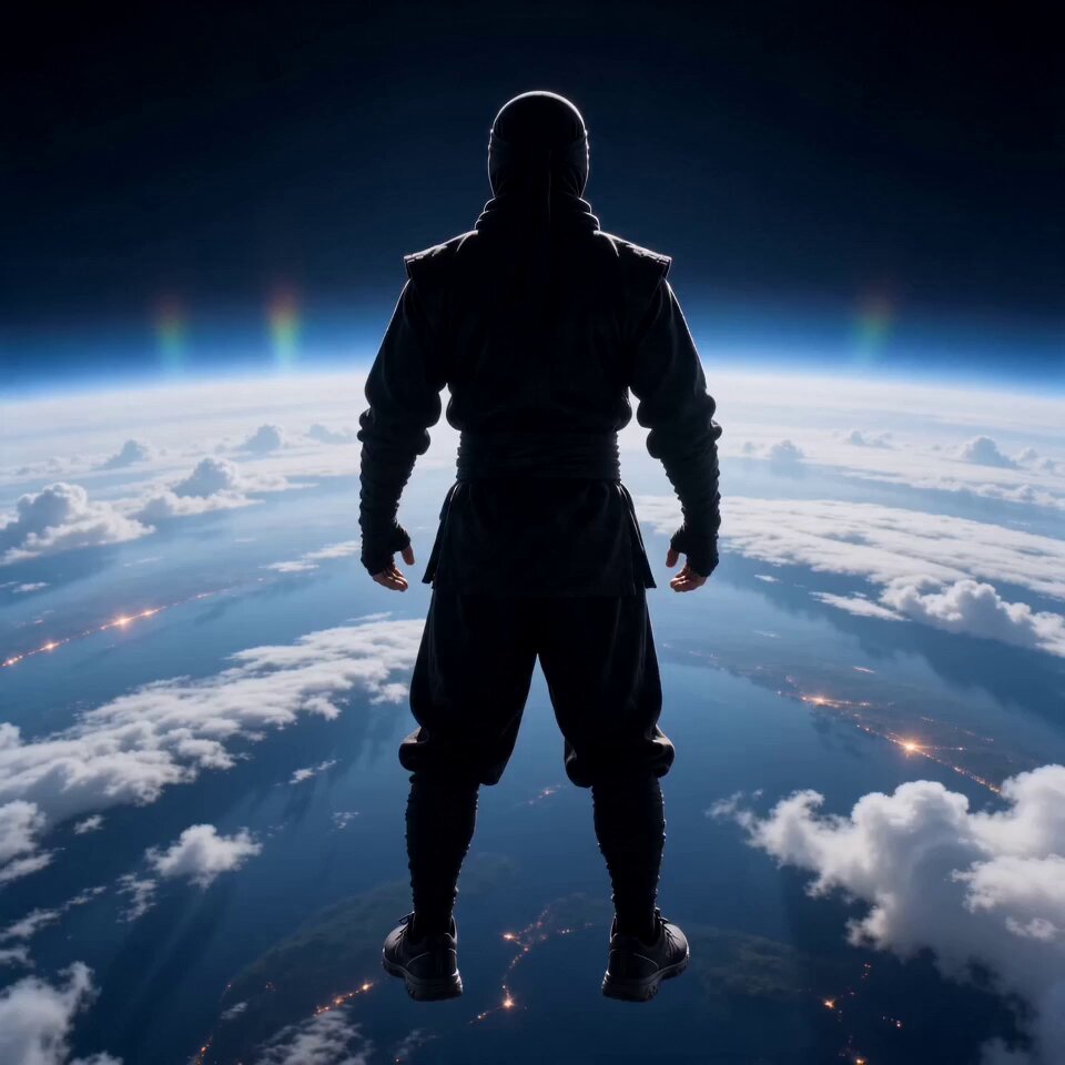 Vol cinématographique de super-héros au-dessus de la Terre