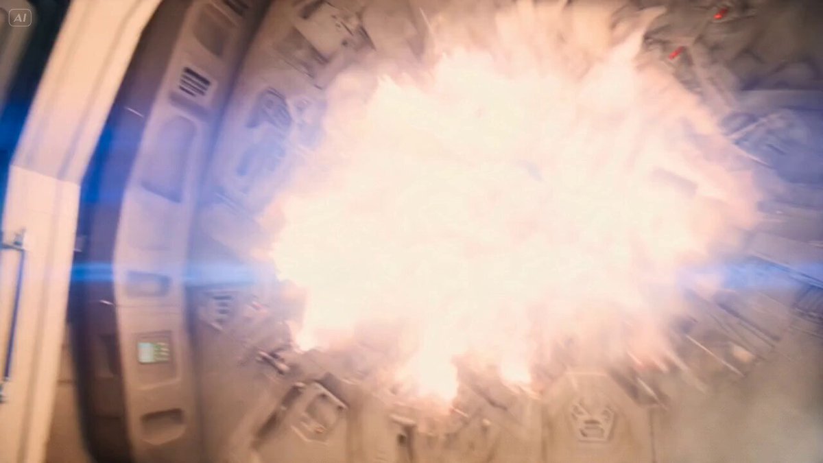 Explosive Dekompressionsszene im Weltraum