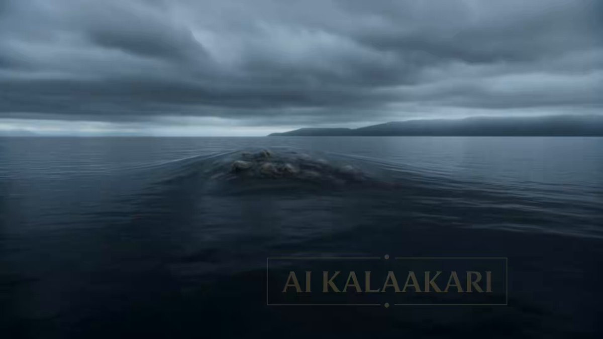 中世ファンタジーの湖の怪物シーケンス