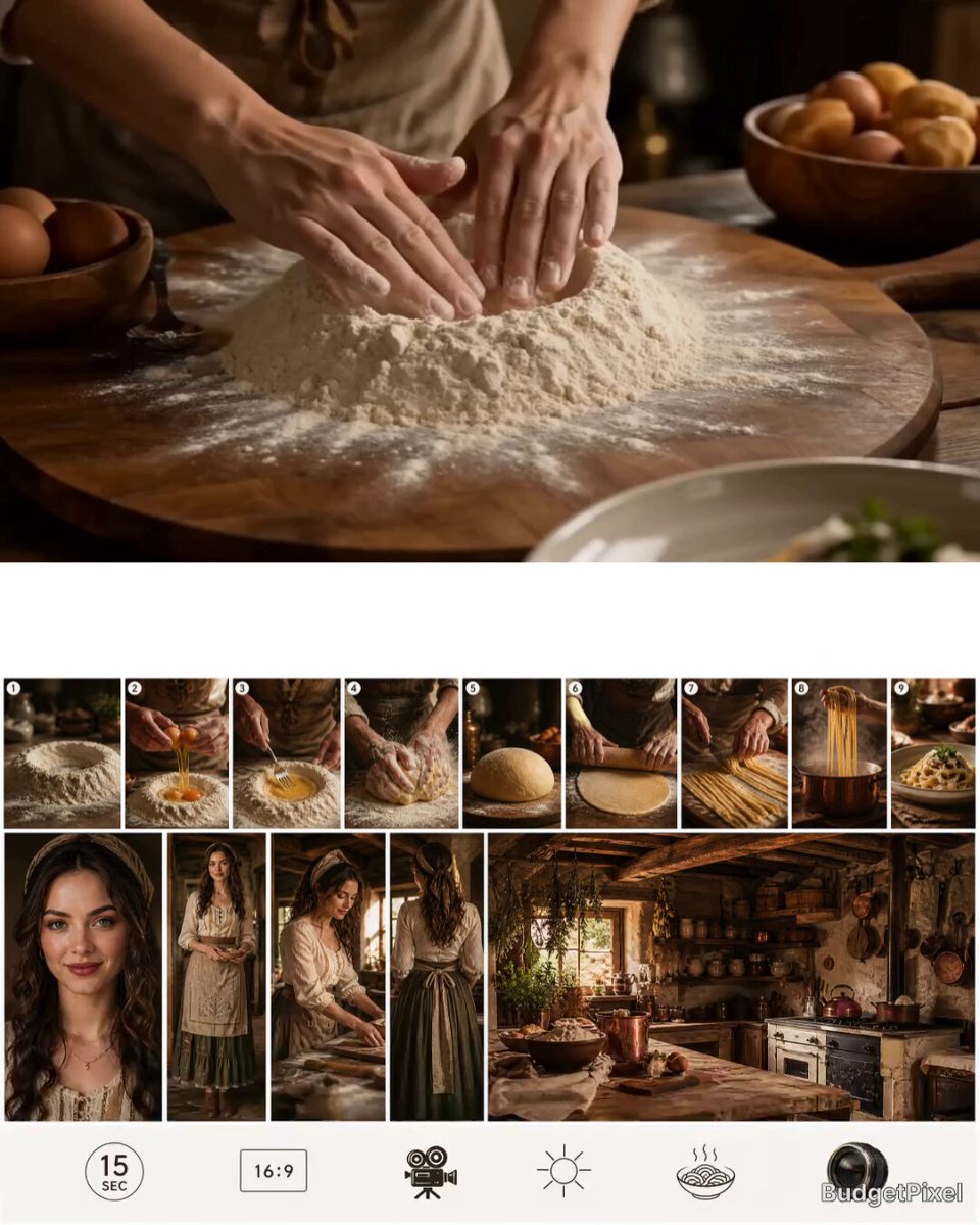 Chronological Pasta Cooking Storyboard