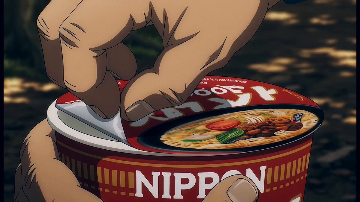 Anime-Camping und Cup-Noodle-Zubereitung