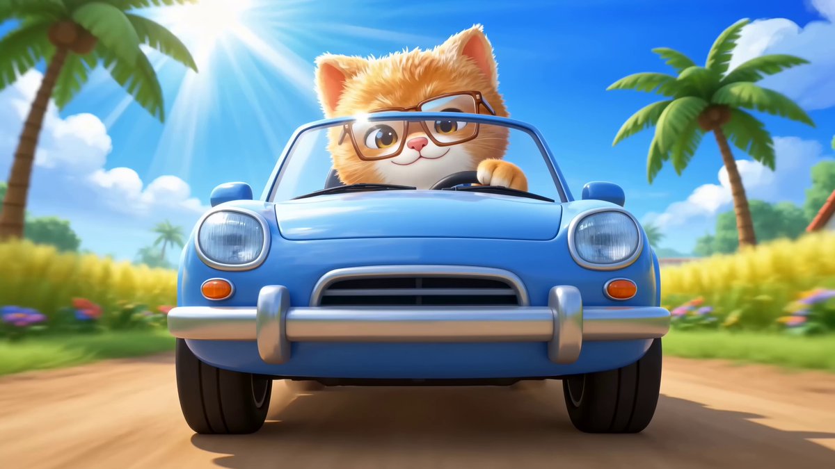 Actiongeladene Cartoon-Sequenz mit der Cool Cat