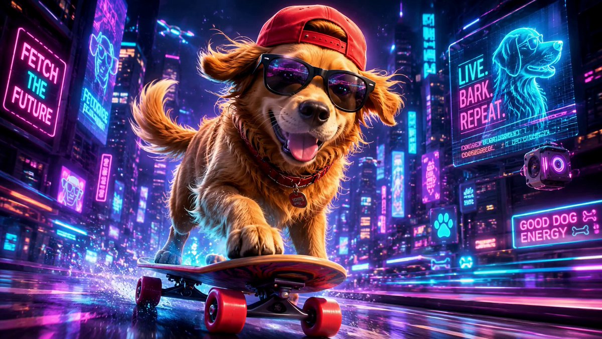 Cyber-City Skateboard-Hund Animation