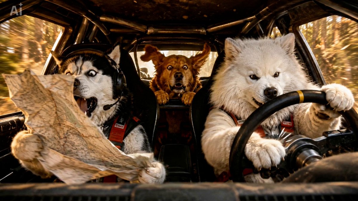 Lustiges Hunde-Rallye-Rennteam
