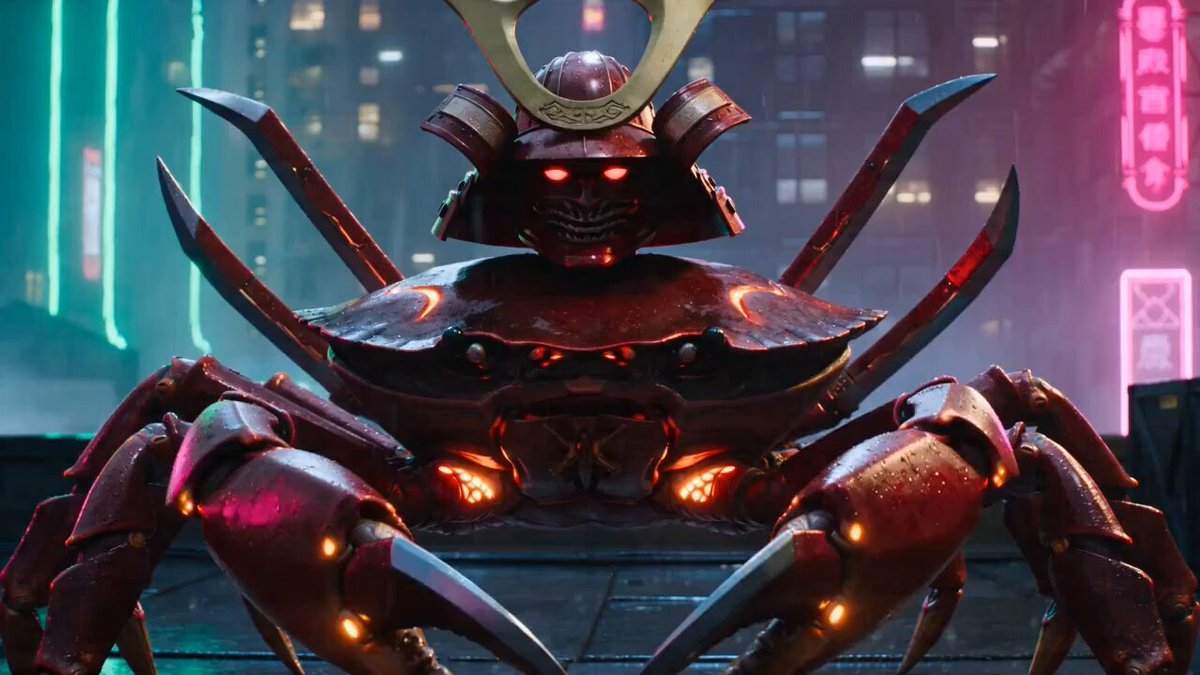 Neon Cyberpunk Crab Samurai Action