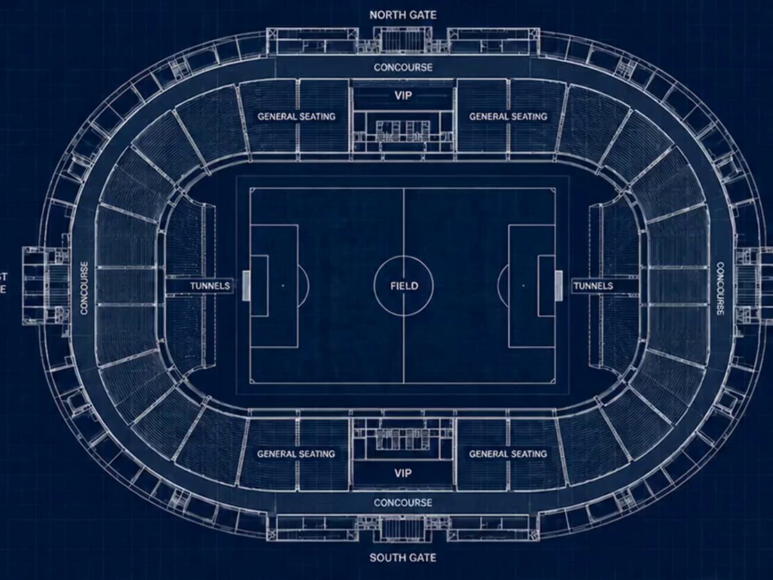 Stadium Construction Blueprint Timelapse