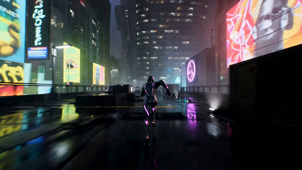 Filmreife Cyberpunk-Parkour-Sequenz