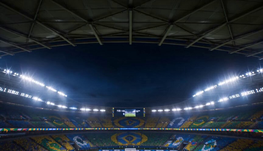 Animiertes Fußball-Stadion-Duell