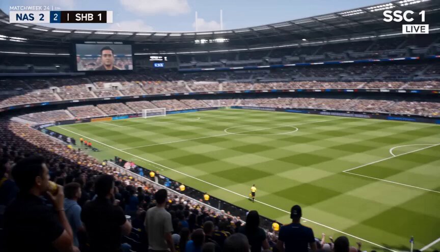 Fußball-Übertragung Fan-Tor-Szenario