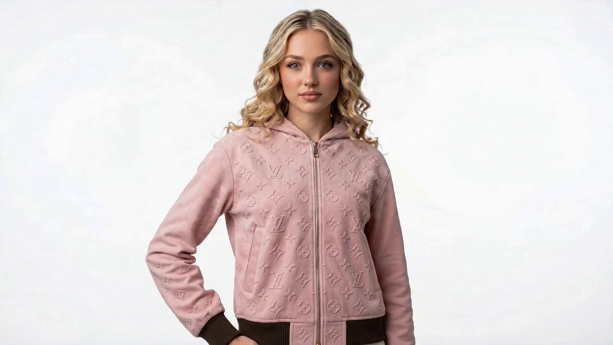 Luxuriöser Werbespot für einen pinkfarbenen Wildleder-Hoodie