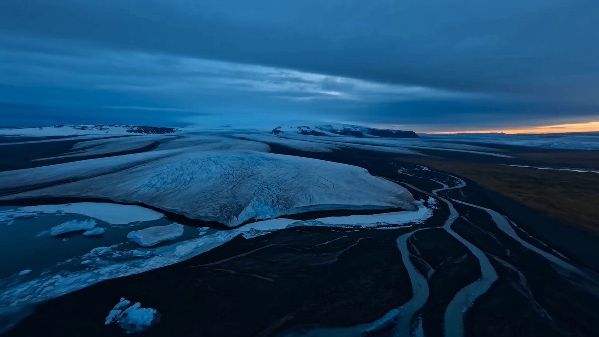 Cinematic Aerial Shot of Iceland Glaciers and Volcanoes
