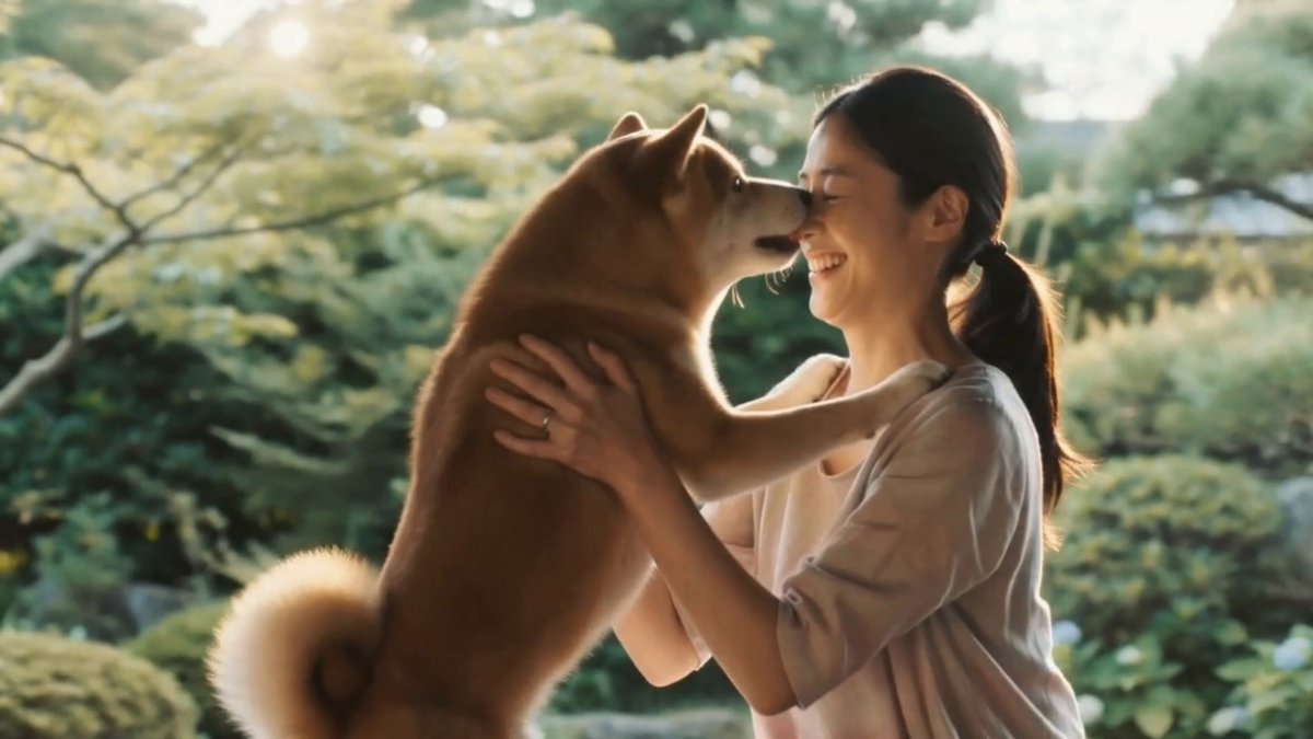 สุนัขชิบะอินุในสวนญี่ปุ่นช่วงฤดูร้อน
