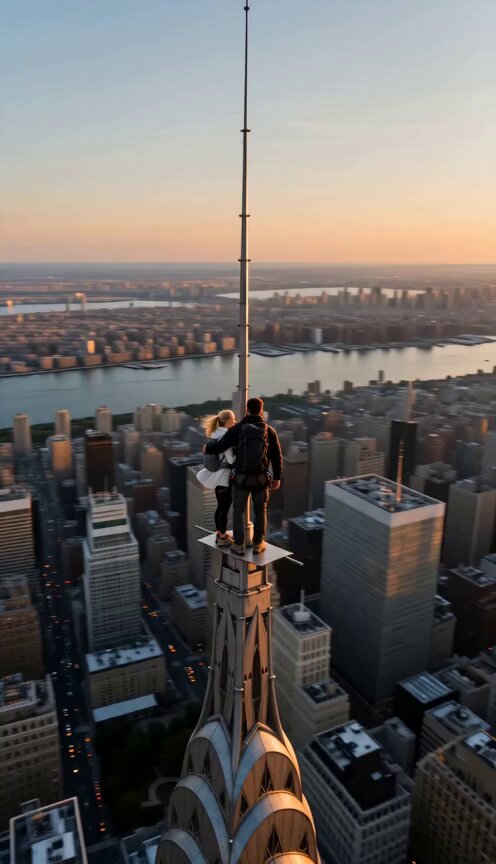 Heiratsantrag auf der Wolkenkratzer-Antenne