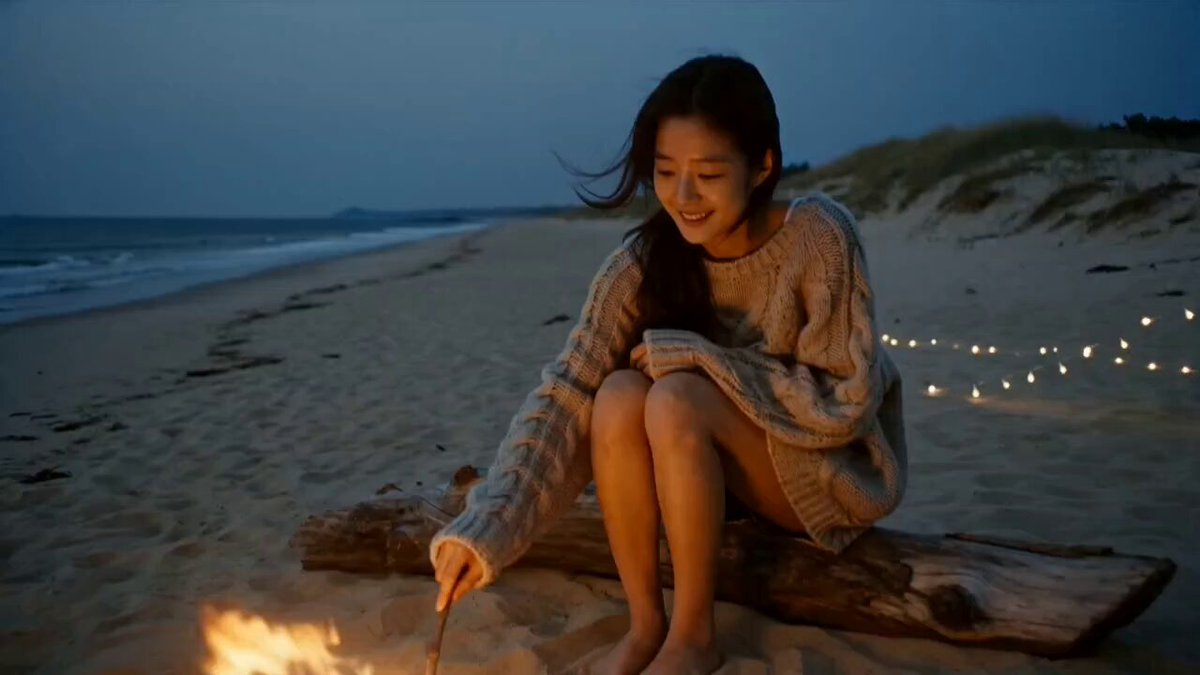 韓國海灘篝火回憶