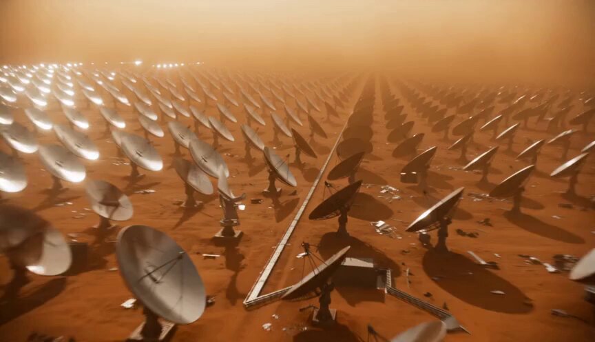 Verfolgungsjagd im Solarpark in der Wüste