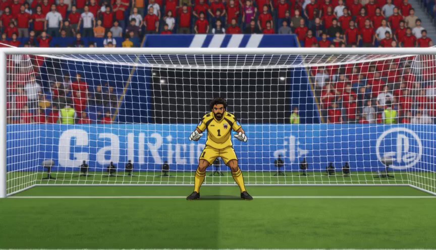 アニメ風サッカー：ゴールキーパーのスーパーセーブ