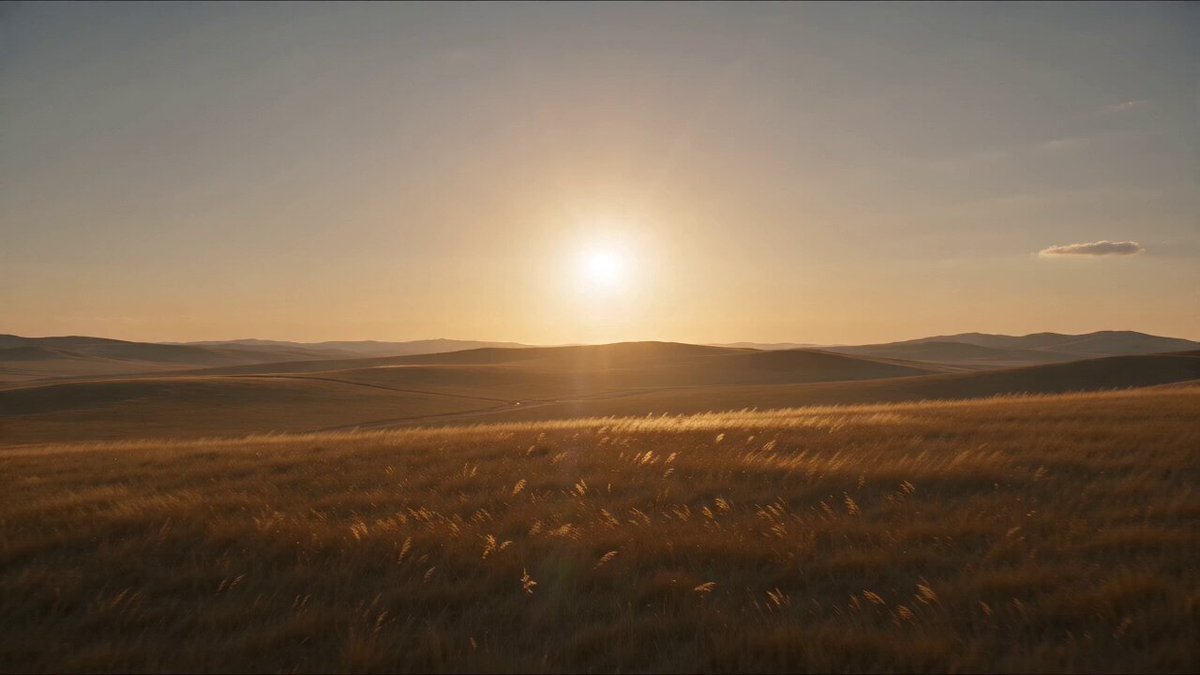 Mongolische Bogenschützin in der Steppe