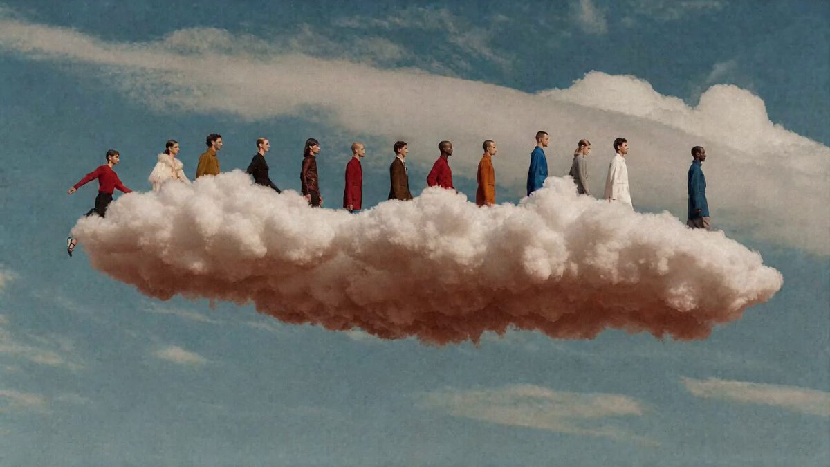 Traumhafter Spaziergang auf Wolken und Flugsequenz