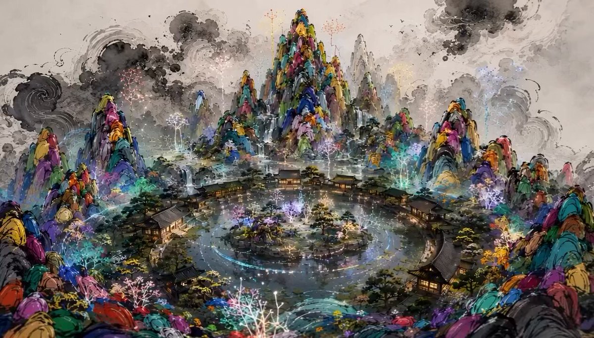 Chinesische Shan-Shui-Tuschmalerei-Animation