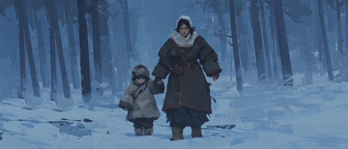 Öl-auf-Papier-Animation eines Schneesturms