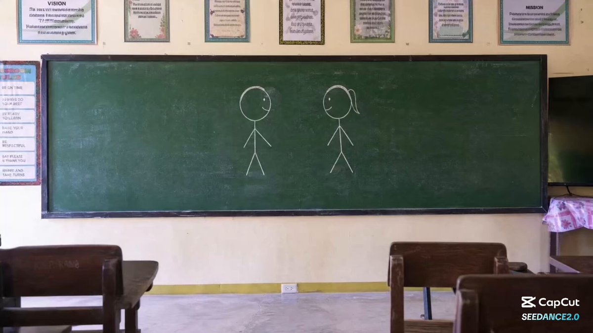 Strichmännchen-Karate-Kampf auf der Schultafel