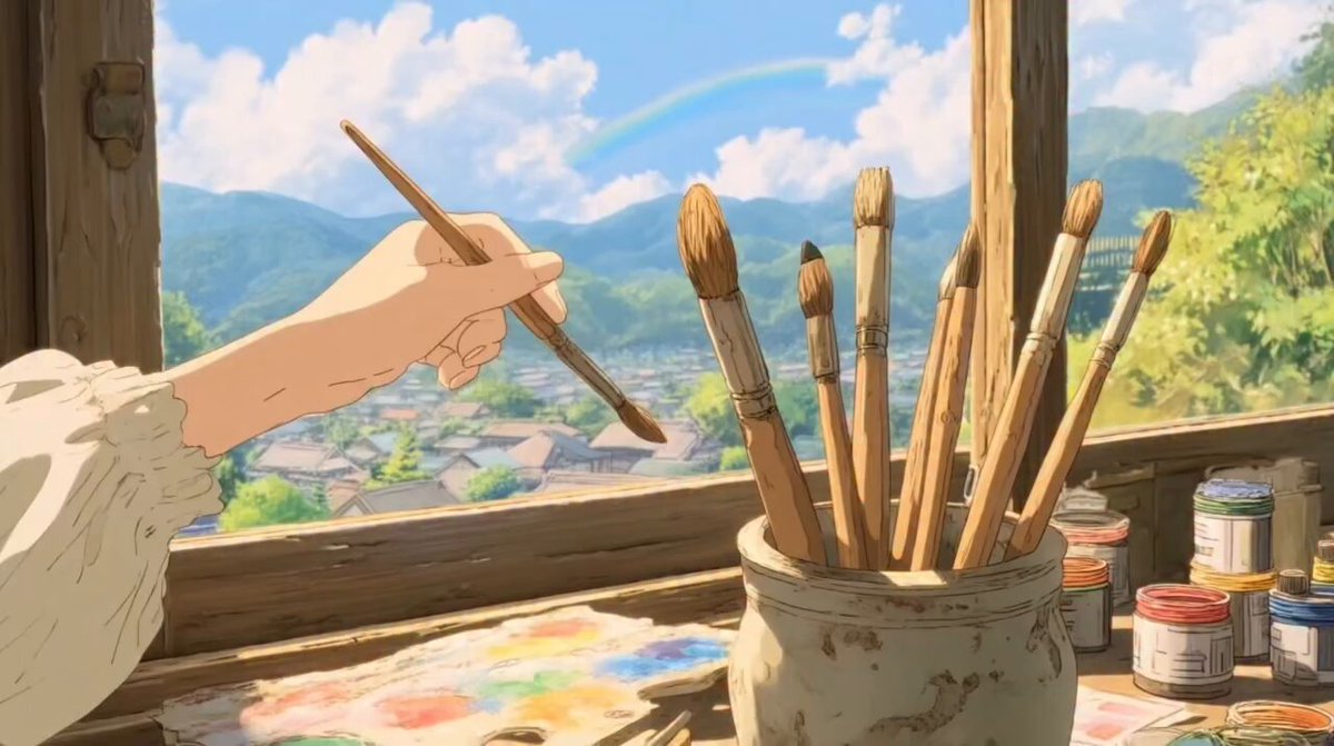 Anime-Sequenz im Ghibli-Stil