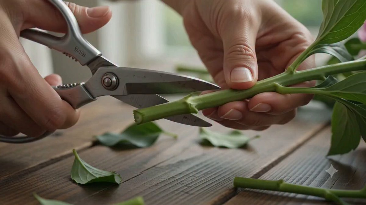 Florist arrangiert Rosen in kinoreifer Szene