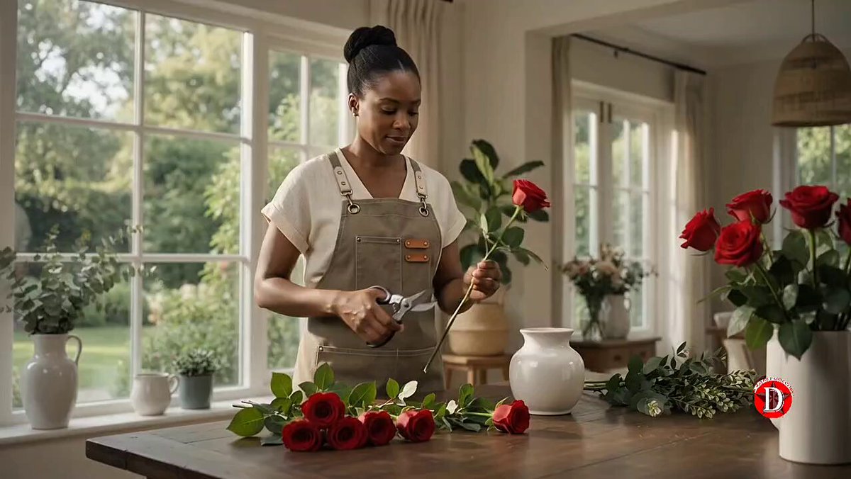 Florist Arranges Red Roses