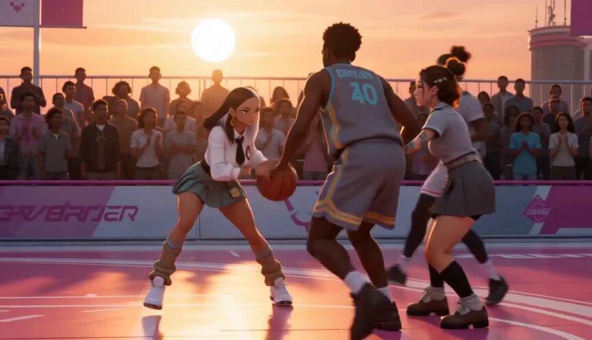 Anime- und Live-Action-Basketball-Mix