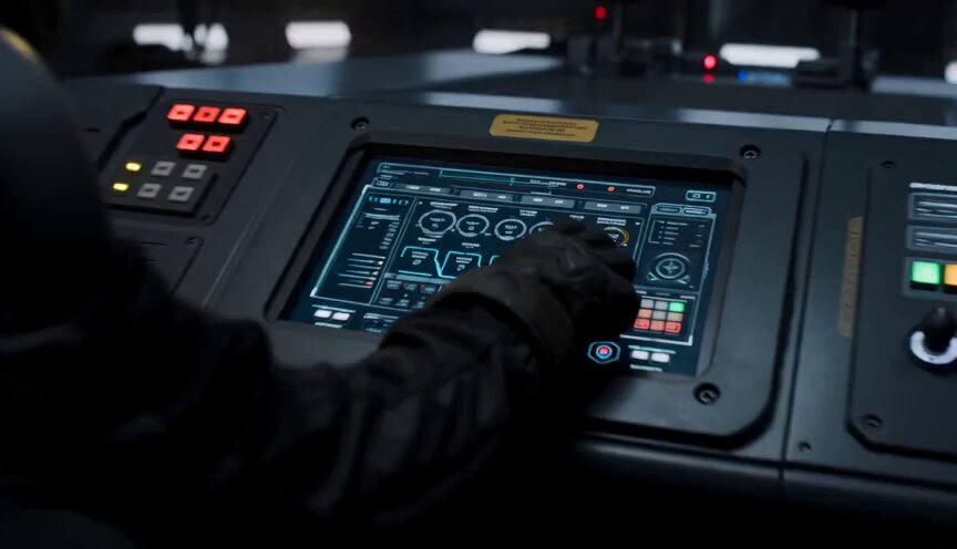 Filmreife Sci-Fi-Portal-Actionsequenz
