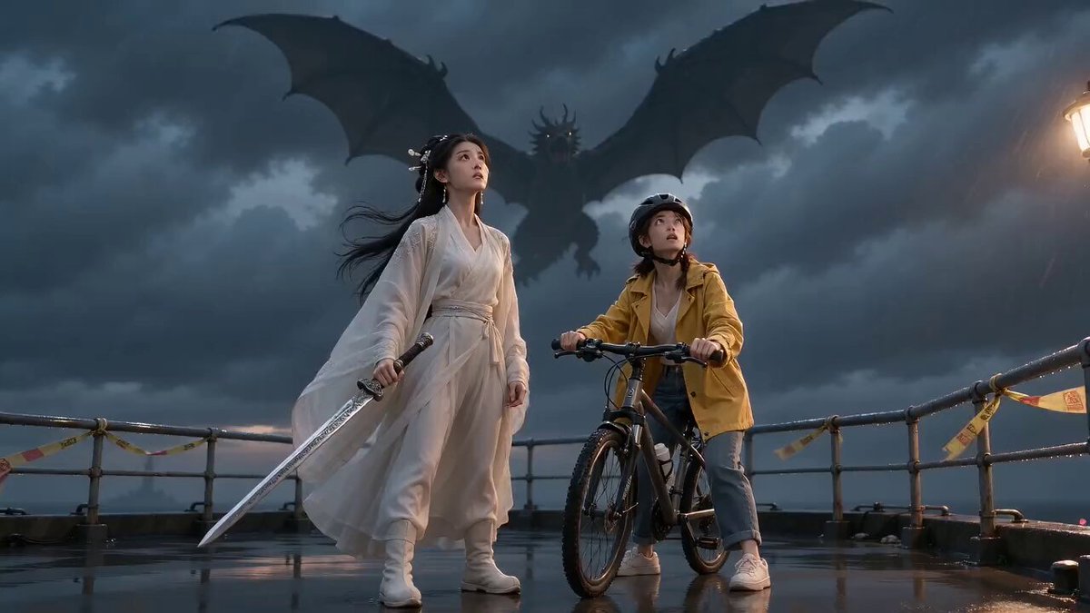 Cinematic Stormy Rooftop Dragon Kite Video