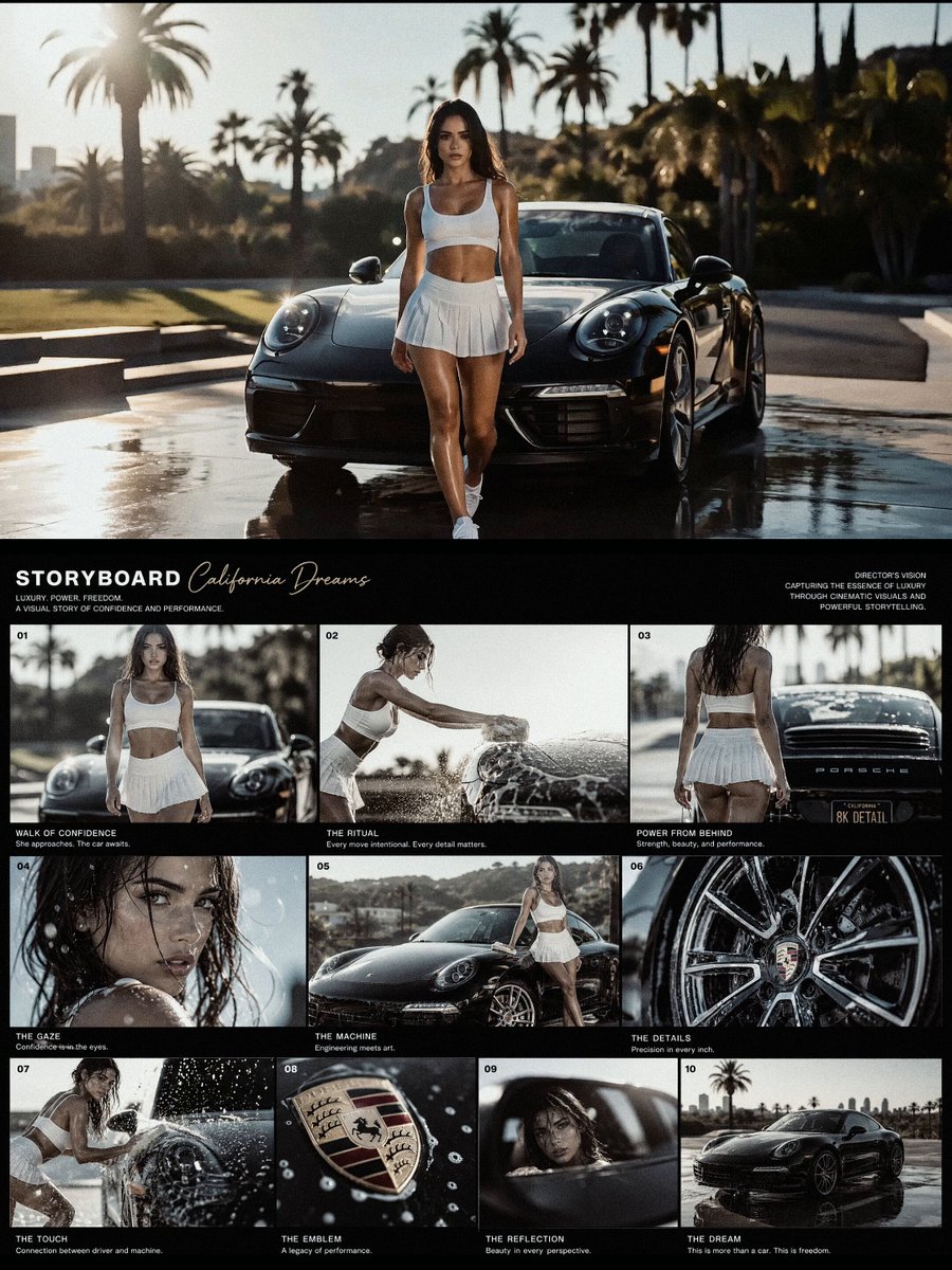 Luxuriöses Porsche-Werbespot-Storyboard