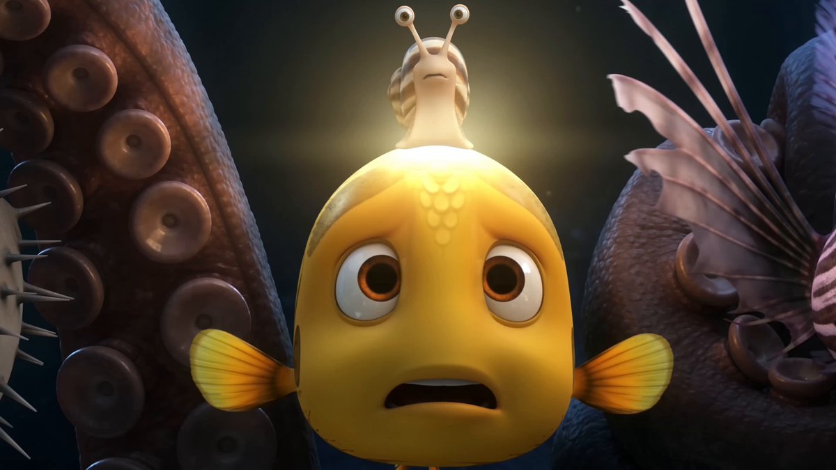 Animation eines Riesenkraken im Pixar-Stil unter Wasser
