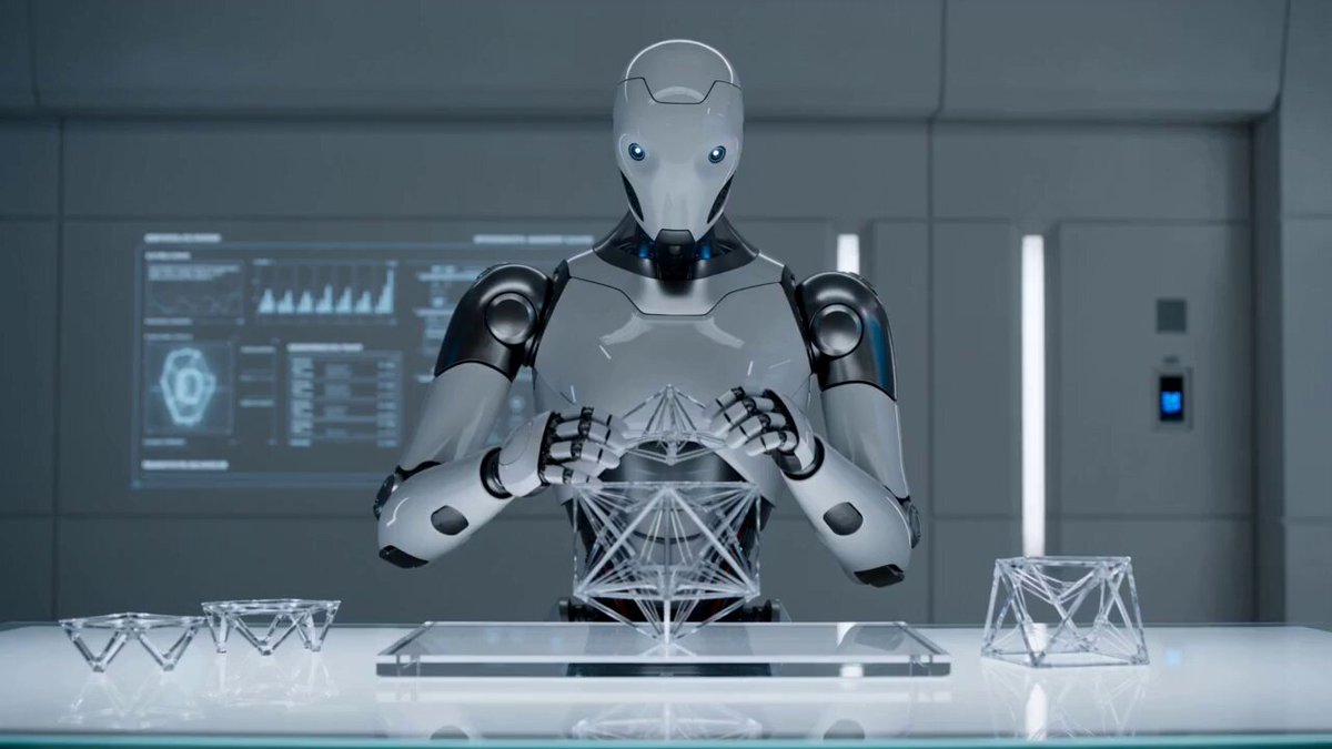 Futuristische humanoide Roboterszene im Labor