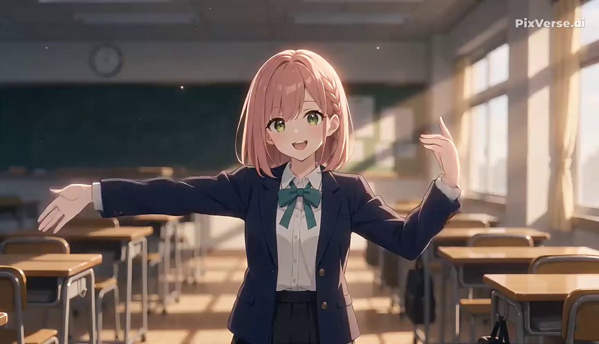 アニメキャラクターのハートダンスアニメーション