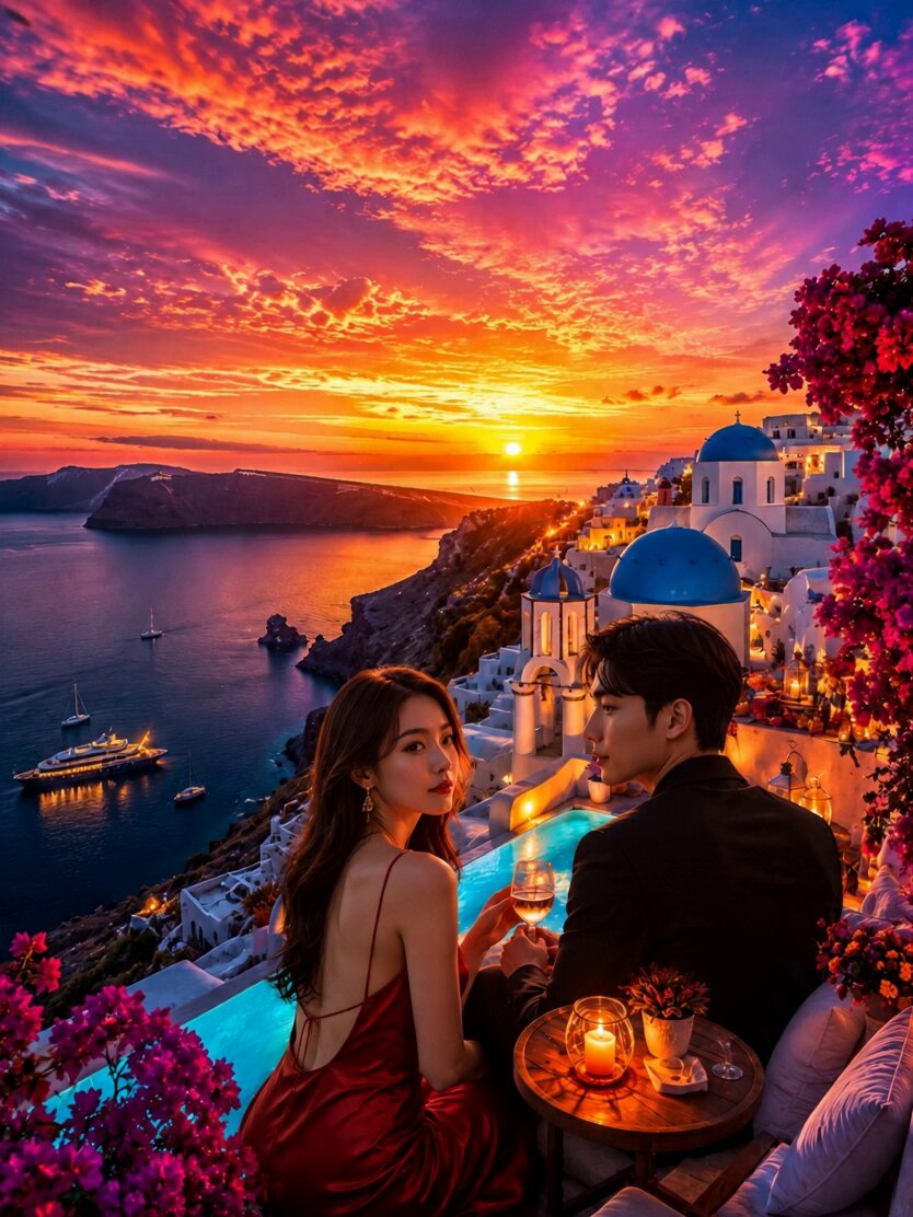 Santorini Sunset Cinematic Reveal