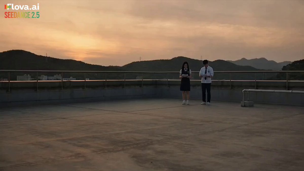 Korean School Rooftop Sunset