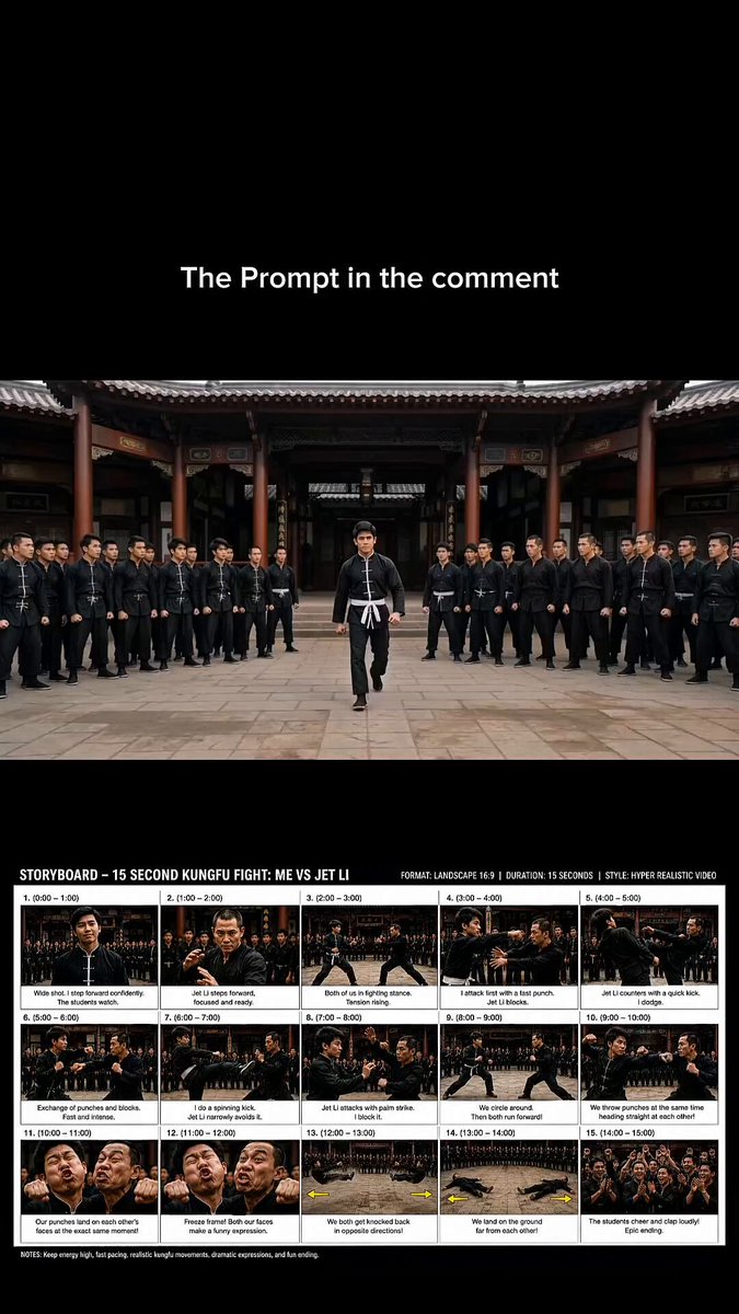 Scène de combat d'arts martiaux avec Jet Li