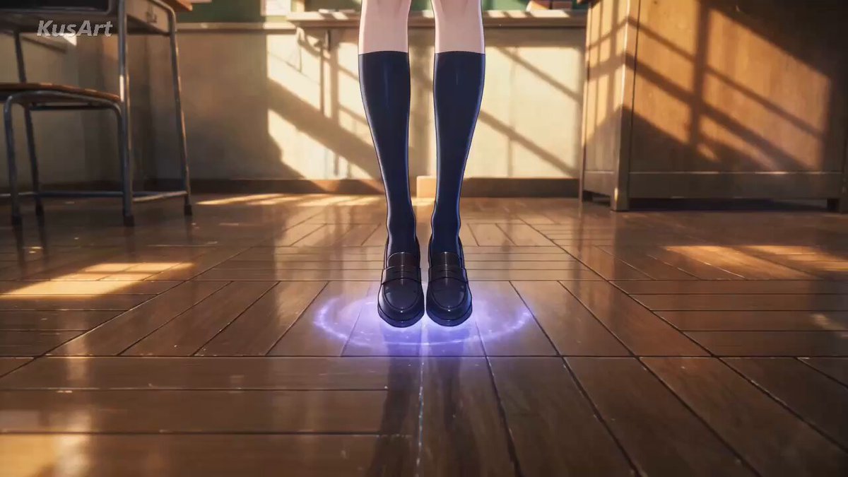 Anime Schoolgirl Teleportation Sequence